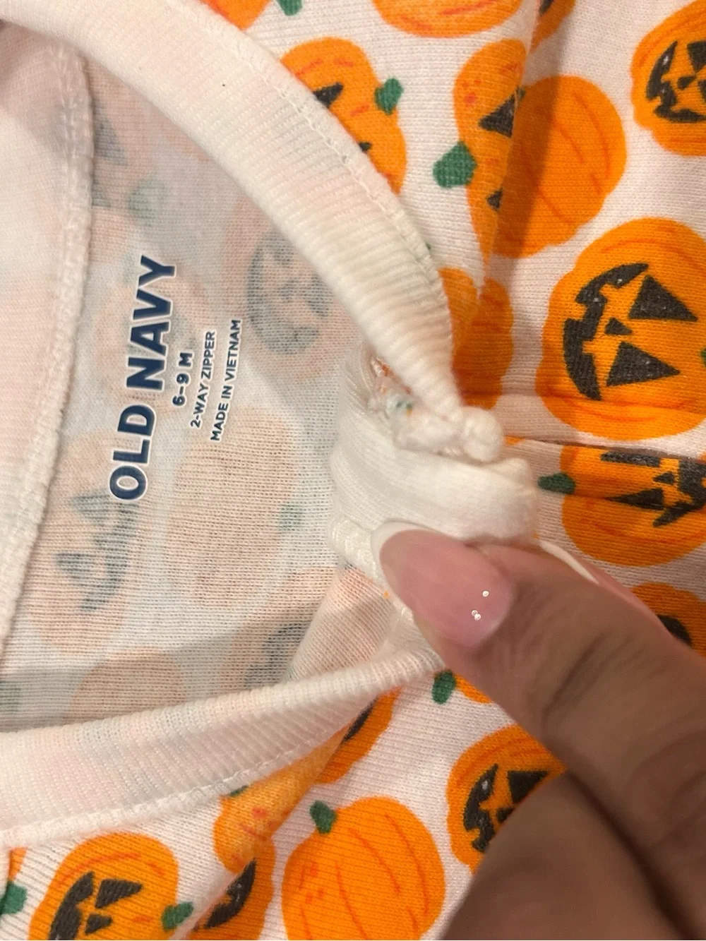 Old Navy Baby Orange Pumpkin Print Footed One-Piece 6-9 Months